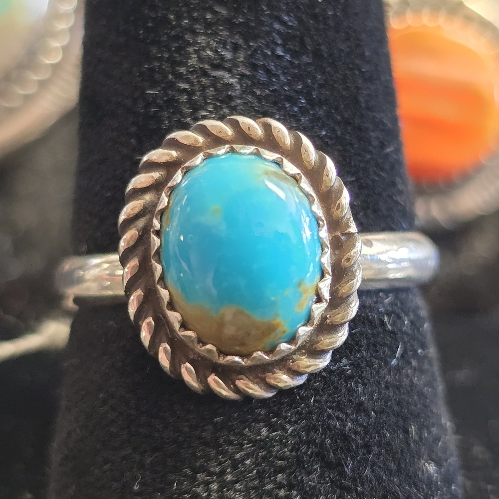 Amazing Navajo Made Turquoise Ring Size 8